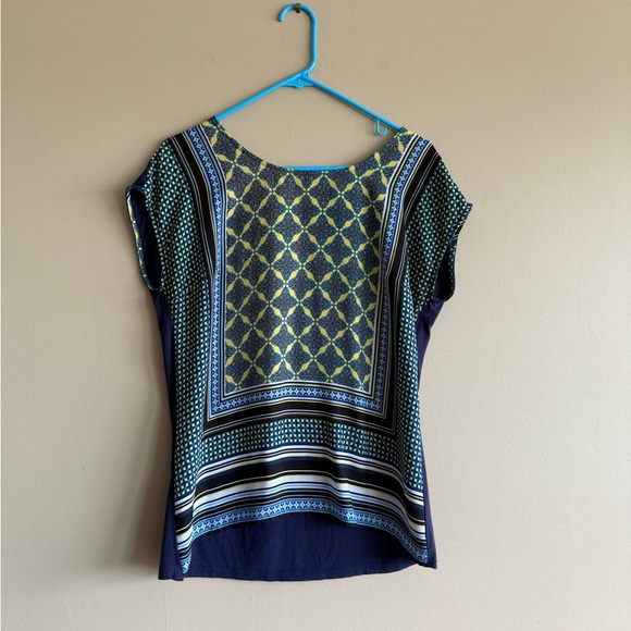 Valerie Stevens Blue and Yellow Blouse with Elegant Design - Picture 1 of 6